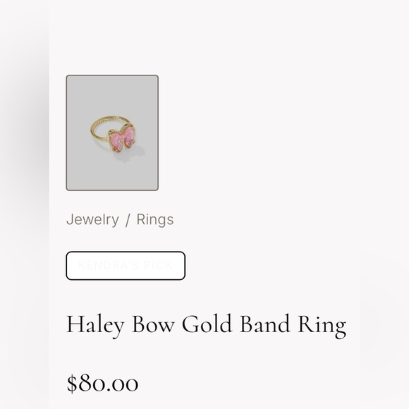 $80 Kendra Scott Haley Bow Band Ring‎ Gold Blush Mother Of Pearl NEW - Picture 2 of 6